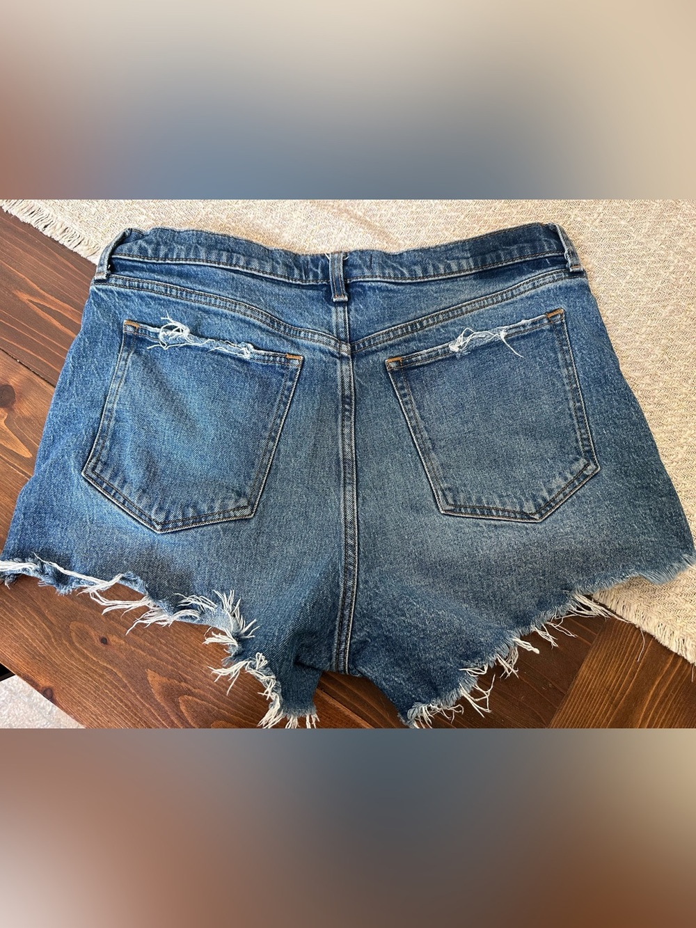 Abercrombie & Fitch Medium Blue Distressed Denim Shorts - Picture 3 of 3